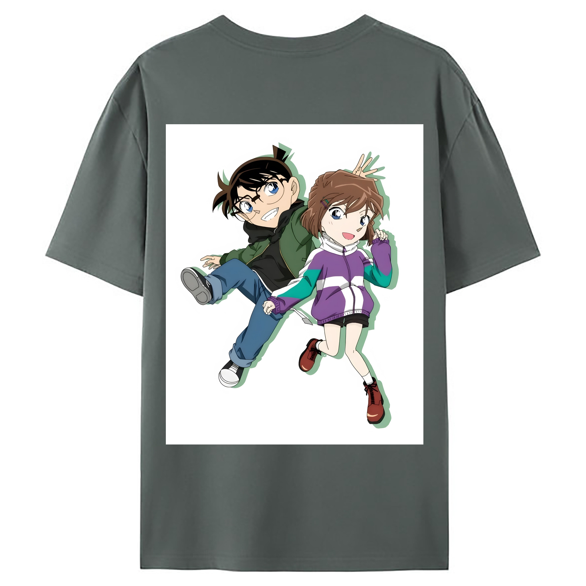 （画像用） 名探偵コナン 灰原 哀 はいばら あい Detective Conan Anita Hailey、Vi Graythorn Haibara Ai 綿100％ メンズ半袖Tシャツ（バックプリント） 通気性